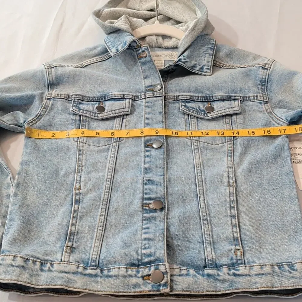 Treasure & Bond Girls' Jean Jacket with Grey Hoodie NWT L (10-12)